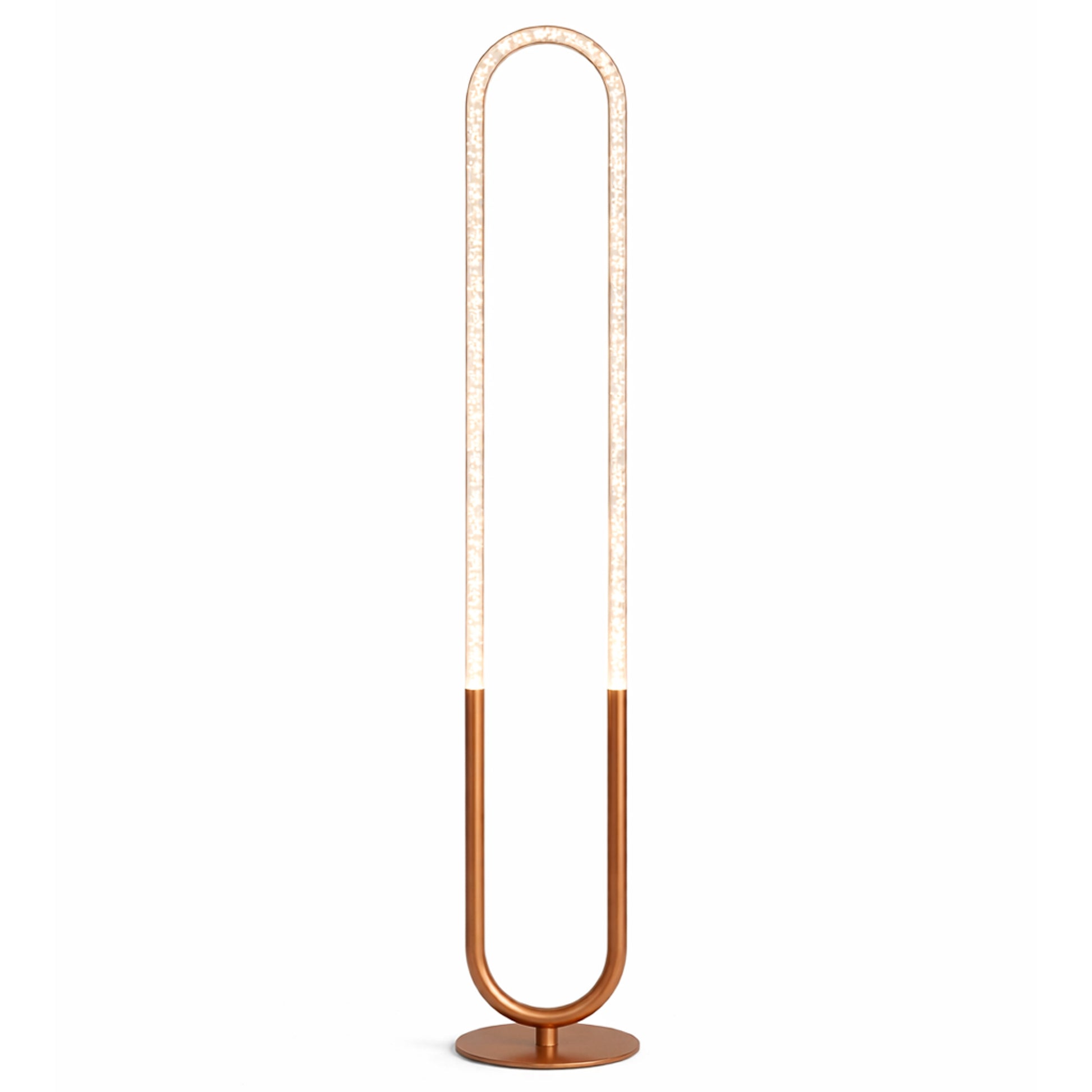 Contemporary Floor Lamp, LED Standing Light for Living Room Centerpiece, Bedroom & Office Lighting, Zeon LED Floor Lamp Coarse Gold and Clear 110-120V