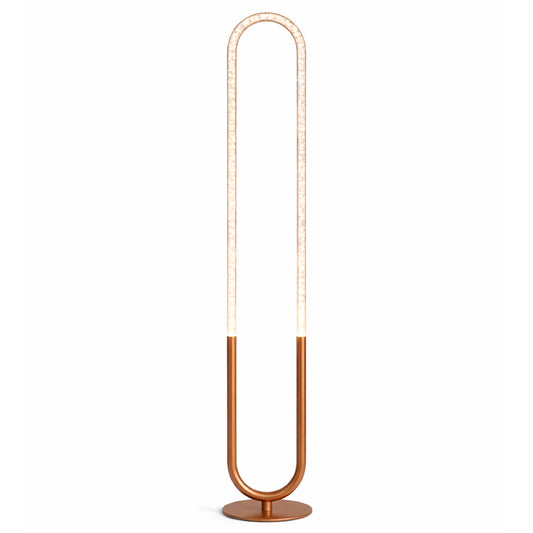 Contemporary Floor Lamp, LED Standing Light for Living Room Centerpiece, Bedroom & Office Lighting, Zeon LED Floor Lamp Coarse Gold and Clear 110-120V