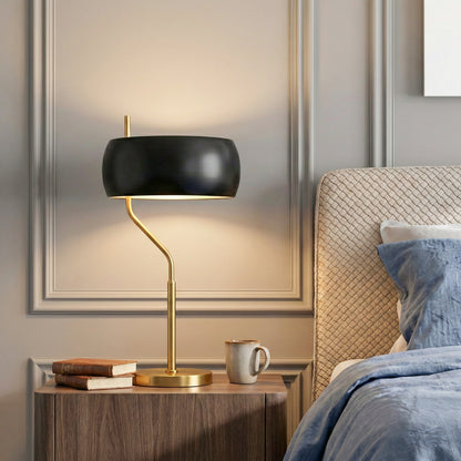 Small Minimalist Wooden Table Lamp Dimmable Table Lamp Fast Delivery Small Bedside Lamps for Night Stands, Living Room, Office,Study Room, Flux Table Lamp - Black Outer - White Inner 110~120V