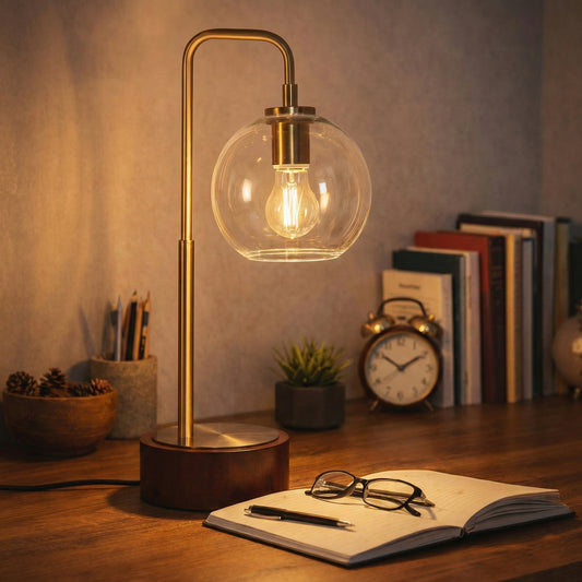Modern Classic Desk Lamp Villa Living Room Bedroom Study Decorative Original Design European Glass Table Light, Easy Assembly Table Lamp for Sale, LuxeRay Simple Glass Globe Arched Table Lamp 110V