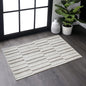 Step Collection High-Low Striped Beige/Cream Indoor Area Rug, 2'x3', Modern, Contemporary, Geometric, Bohemian, Bedroom, Kitchen, Living Room, Doormat, Non Shedding Carpet