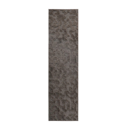 Brown Polypropylene Runner Rug - 2’2" x 8' - Modern Geometric Design