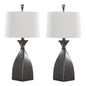 30" Contemporary Polyresin Table Lamp in Rubbed Grey Slate Polyresin with White Linen Shade from Grandview Gallery  - Set of 2