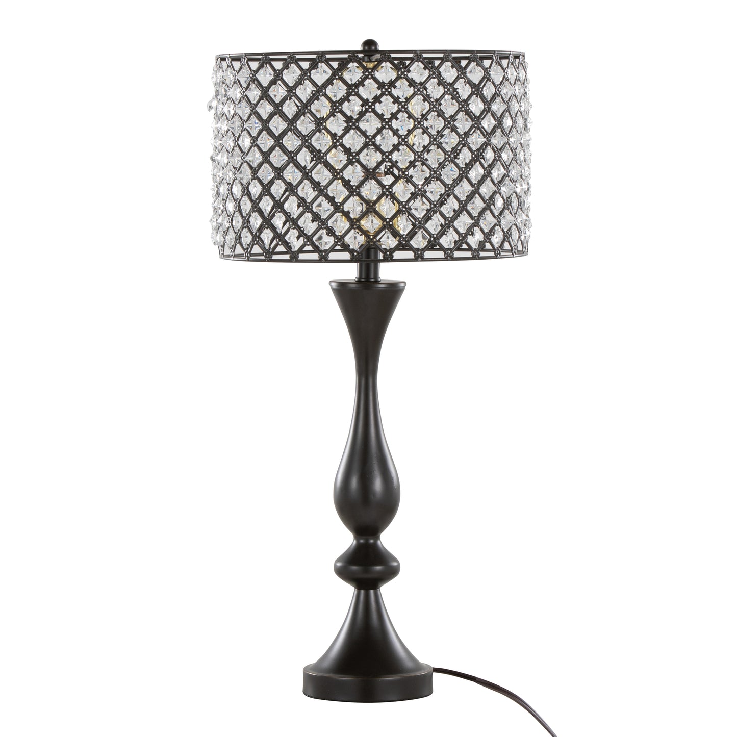 Topaz 27" Contemporary Metal Table Lamp in Oil Rubbed Bronze with Clear K9 Crystal and Metal Shade