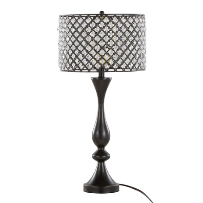 Topaz 27" Contemporary Metal Table Lamp in Oil Rubbed Bronze with Clear K9 Crystal and Metal Shade