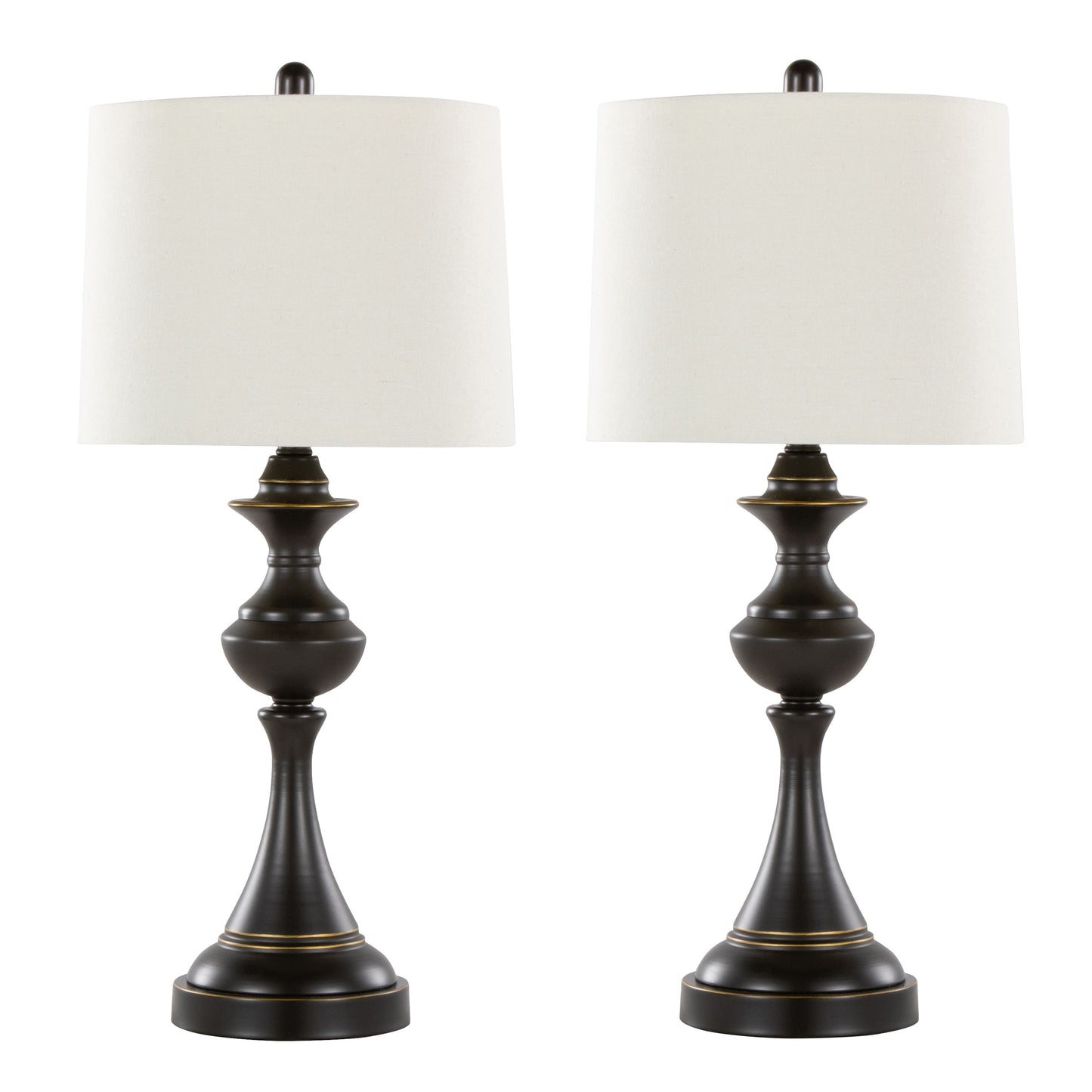 Montgomery 29" Contemporary Metal Table Lamp in Oil Rubbed Bronze with Off-White Linen Shade from Grandview Gallery  - Set of 2