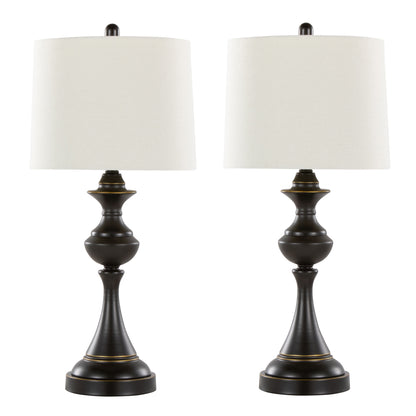 Montgomery 29" Contemporary Metal Table Lamp in Oil Rubbed Bronze with Off-White Linen Shade from Grandview Gallery  - Set of 2