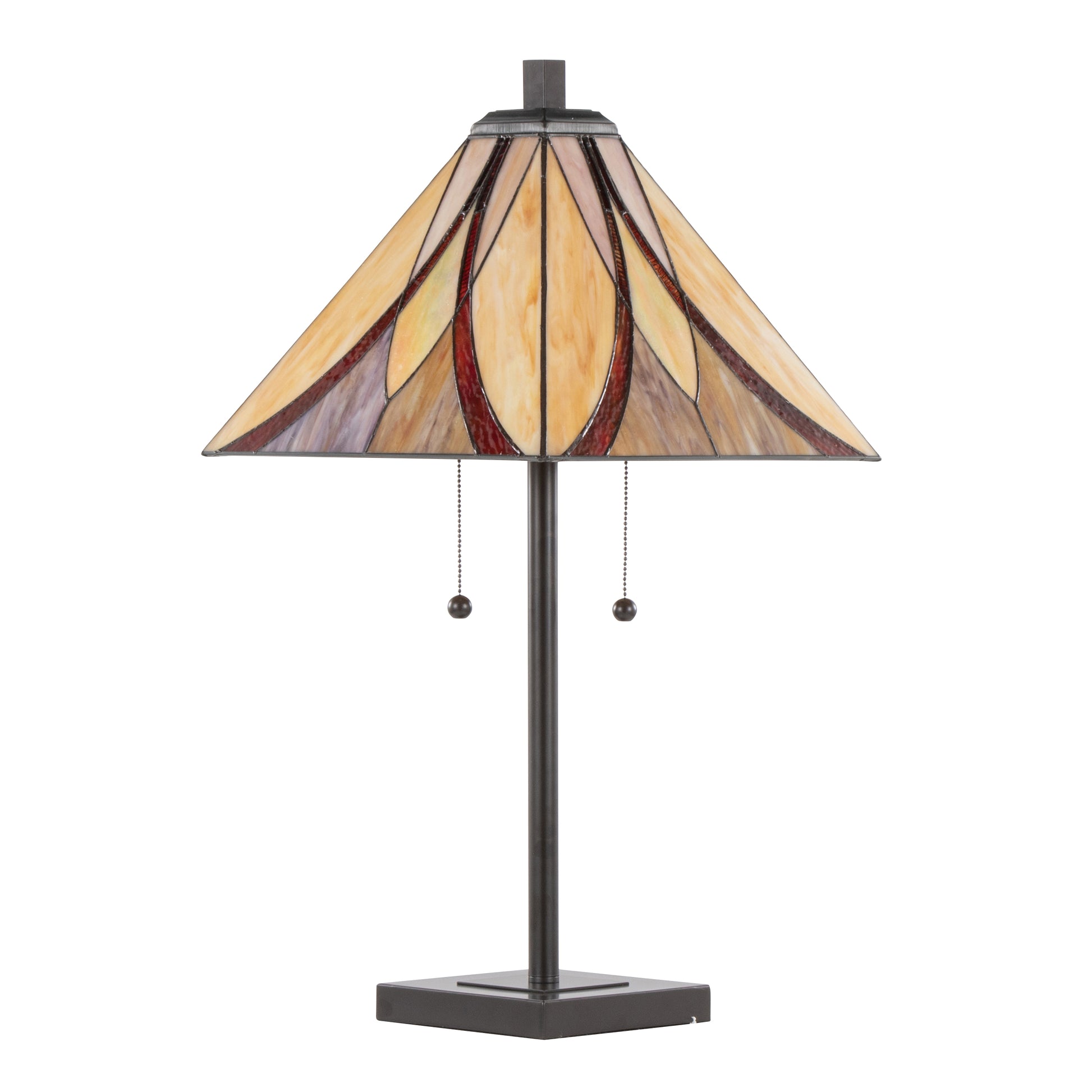 30" Table Lamp in Oil Rubbed Bronze Metal with Brown and Cream Glass