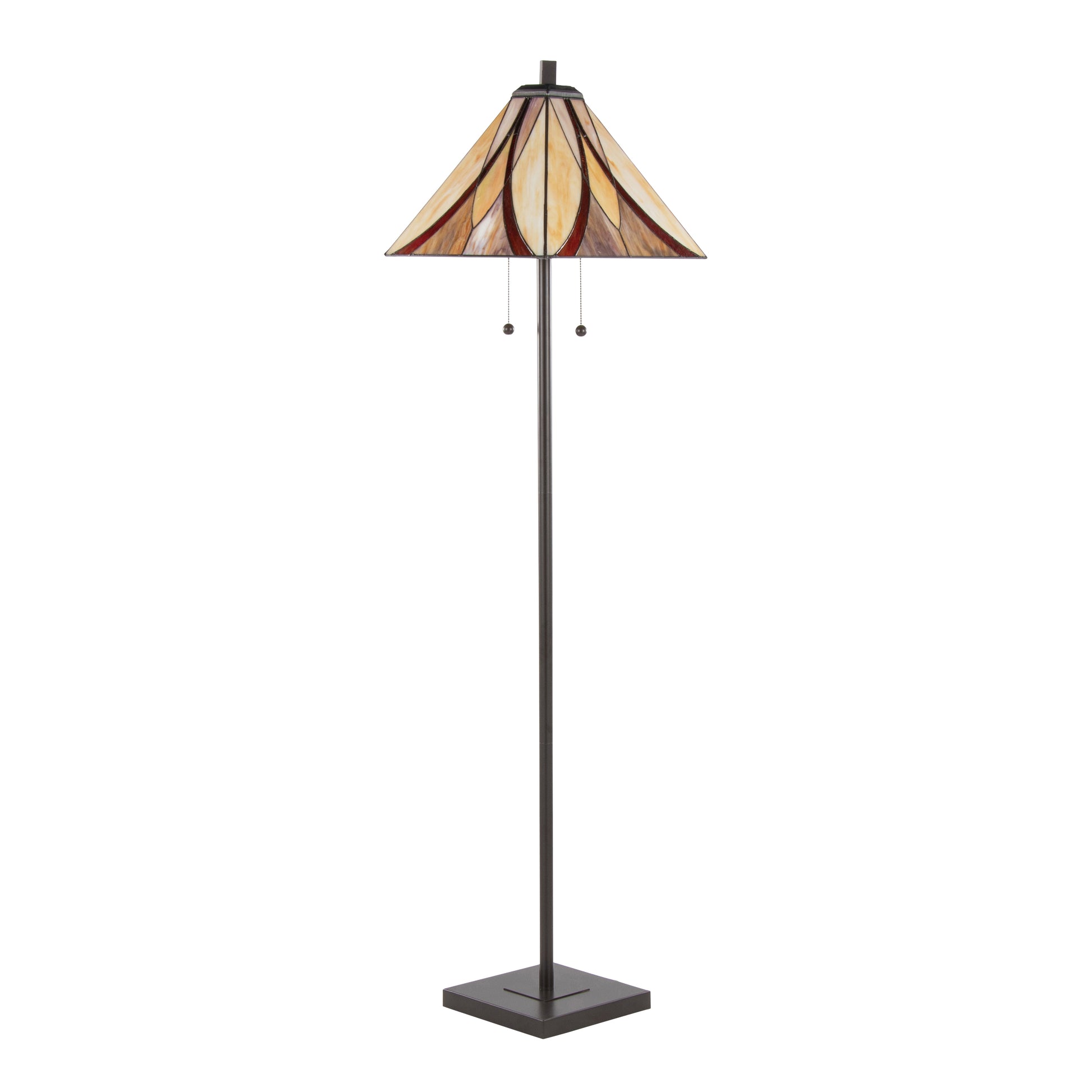 63" Floor Lamp in Oil Rubbed Bronze Metal with Brown and Cream Glass