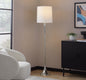 Metal Floor Lamp in Polished Nickel and Clear K9 Crystal with White Linen Shade - Set of 2