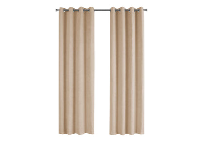 Curtain Panel, 2pcs Set, 54"w X 84"l, Room Darkening, Grommet, Living Room, Bedroom, Kitchen, Beige Micro Suede, Contemporary, Modern