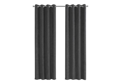 Curtain Panel, 2pcs Set, 54"w X 95"l, Room Darkening, Grommet, Living Room, Bedroom, Kitchen, Grey Micro Suede, Contemporary, Modern