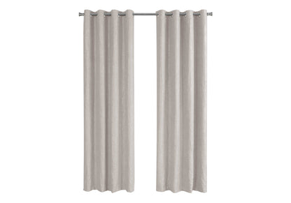 Curtain Panel, 2pcs Set, 54"w X 84"l, Room Darkening, Grommet, Living Room, Bedroom, Kitchen, Beige Micro Suede, Contemporary, Modern