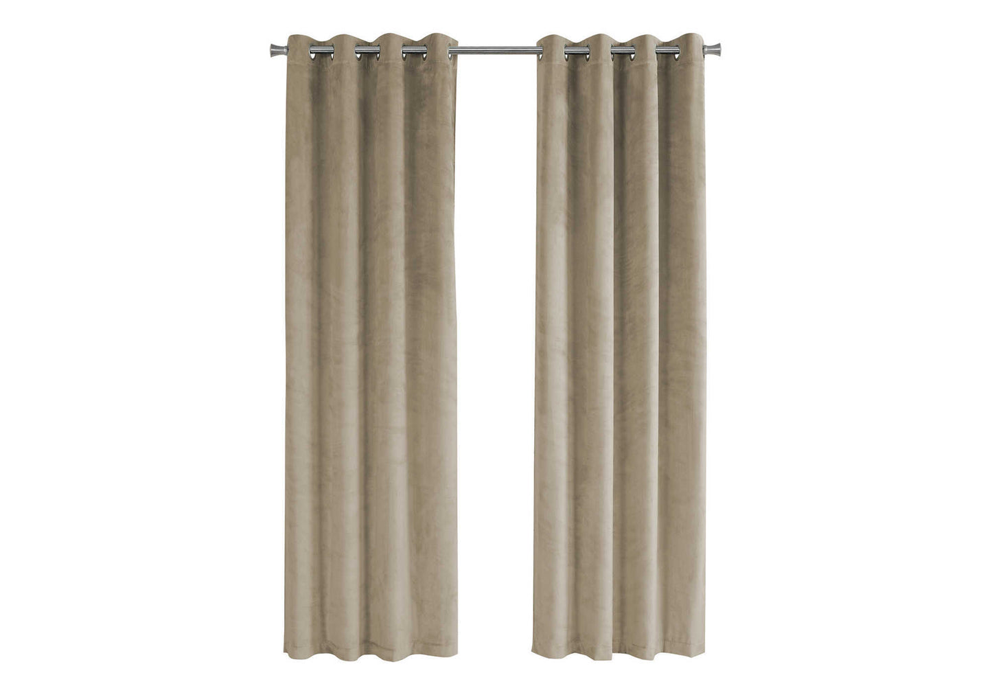Curtain Panel, 2pcs Set, 54"w X 95"l, Room Darkening, Grommet, Living Room, Bedroom, Kitchen, Beige Velvet, Contemporary, Modern