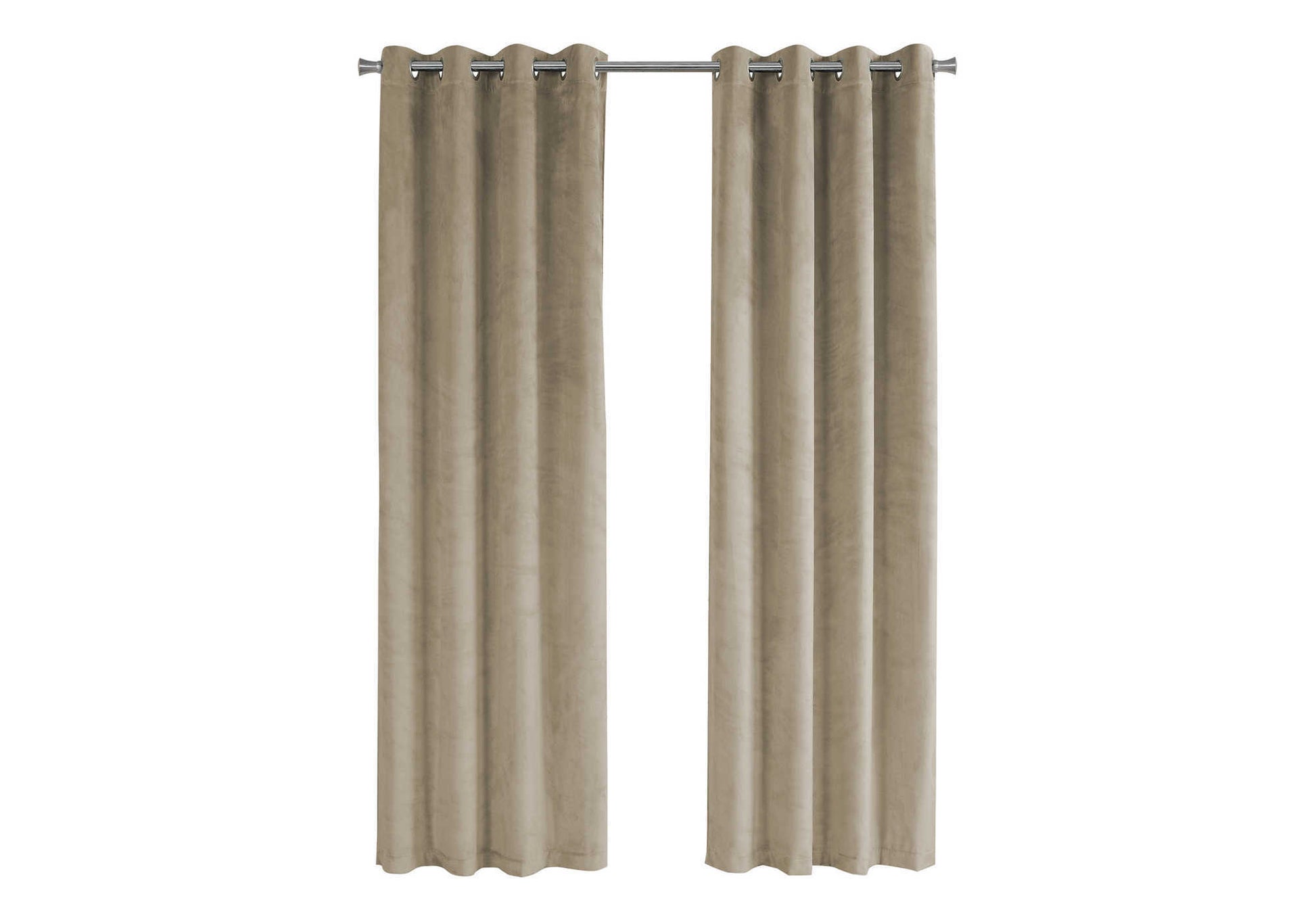 Curtain Panel, 2pcs Set, 54"w X 95"l, Room Darkening, Grommet, Living Room, Bedroom, Kitchen, Beige Velvet, Contemporary, Modern