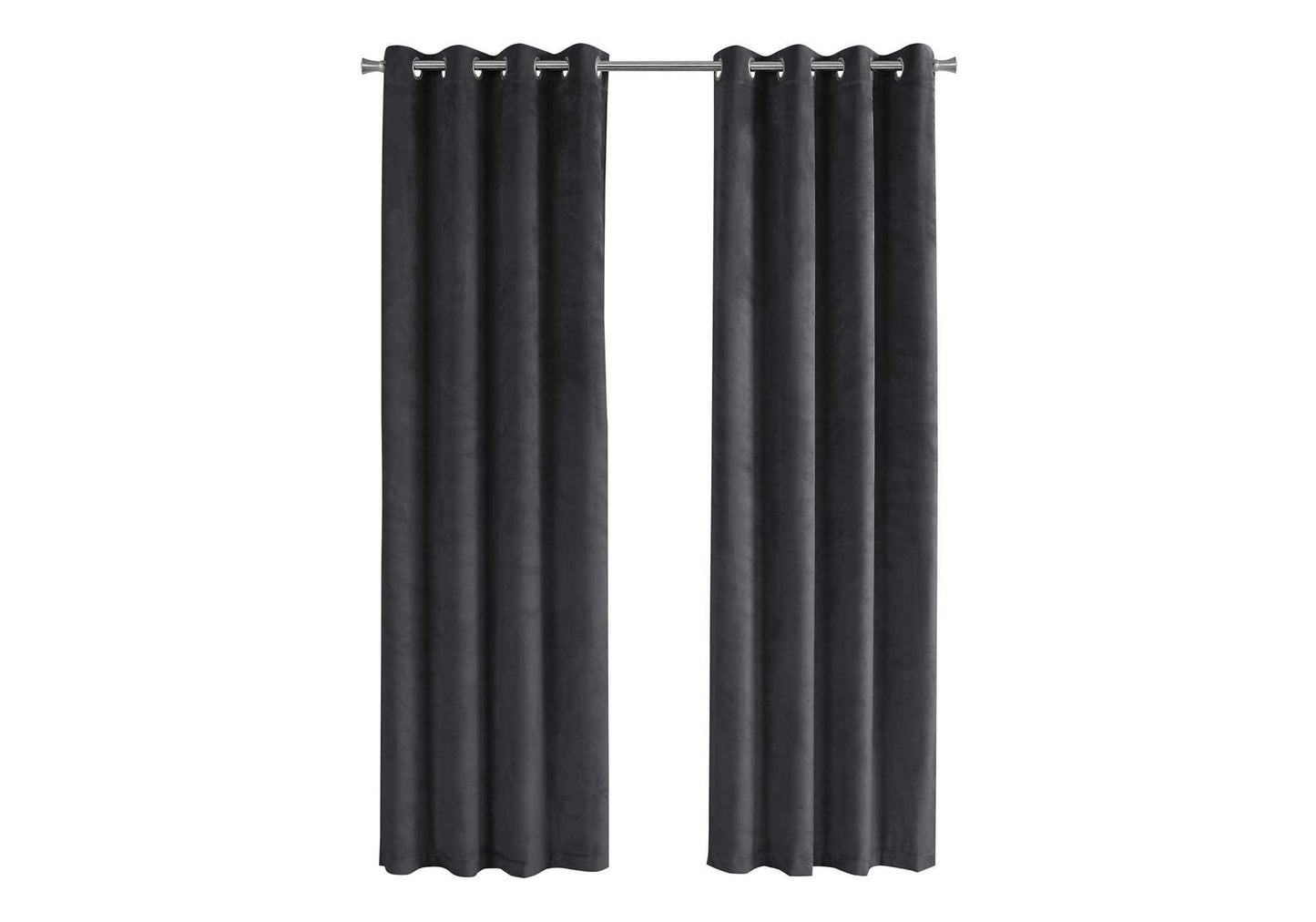 Curtain Panel, 2pcs Set, 54"w X 84"l, Room Darkening, Grommet, Living Room, Bedroom, Kitchen, Grey Velvet, Contemporary, Modern