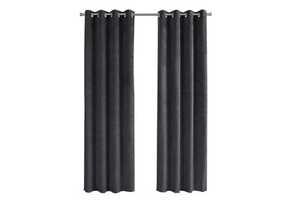 Curtain Panel, 2pcs Set, 54"w X 84"l, Room Darkening, Grommet, Living Room, Bedroom, Kitchen, Grey Velvet, Contemporary, Modern
