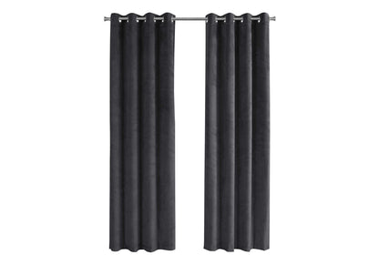 Curtain Panel, 2pcs Set, 54"w X 95"l, Room Darkening, Grommet, Living Room, Bedroom, Kitchen, Grey Velvet, Contemporary, Modern