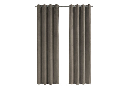 Curtain Panel, 2pcs Set, 54"w X 95"l, Room Darkening, Grommet, Living Room, Bedroom, Kitchen, Beige Velvet, Contemporary, Modern