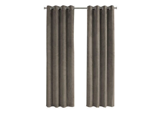 Curtain Panel, 2pcs Set, 54"w X 95"l, Room Darkening, Grommet, Living Room, Bedroom, Kitchen, Beige Velvet, Contemporary, Modern