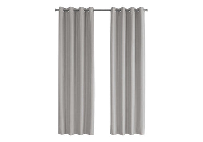 Curtain Panel, 2pcs Set, 54"w X 95"l, 100% Blackout, Grommet, Living Room, Bedroom, Kitchen, Grey Thermal Insulation Polyester, Contemporary, Modern