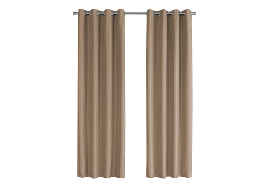 Curtain Panel, 2pcs Set, 54"w X 95"l, 100% Blackout, Grommet, Living Room, Bedroom, Kitchen, Brown Thermal Insulation Polyester, Contemporary, Modern