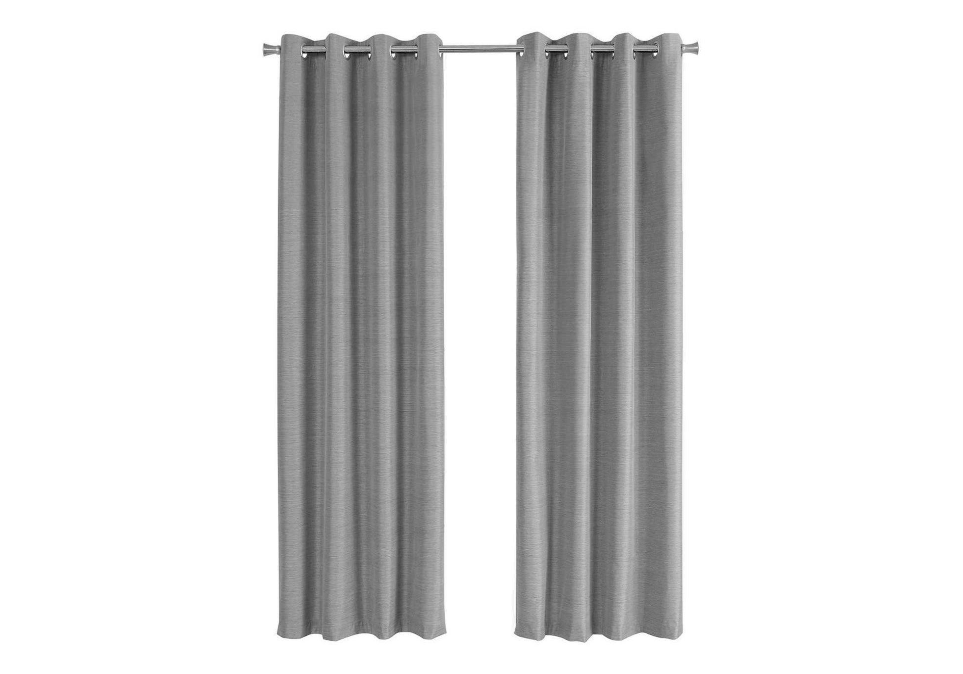 Curtain Panel, 2pcs Set, 54"w X 95"l, 100% Blackout, Grommet, Living Room, Bedroom, Kitchen, Grey Thermal Insulation Polyester, Contemporary, Modern
