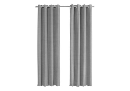 Curtain Panel, 2pcs Set, 54"w X 95"l, 100% Blackout, Grommet, Living Room, Bedroom, Kitchen, Grey Thermal Insulation Polyester, Contemporary, Modern