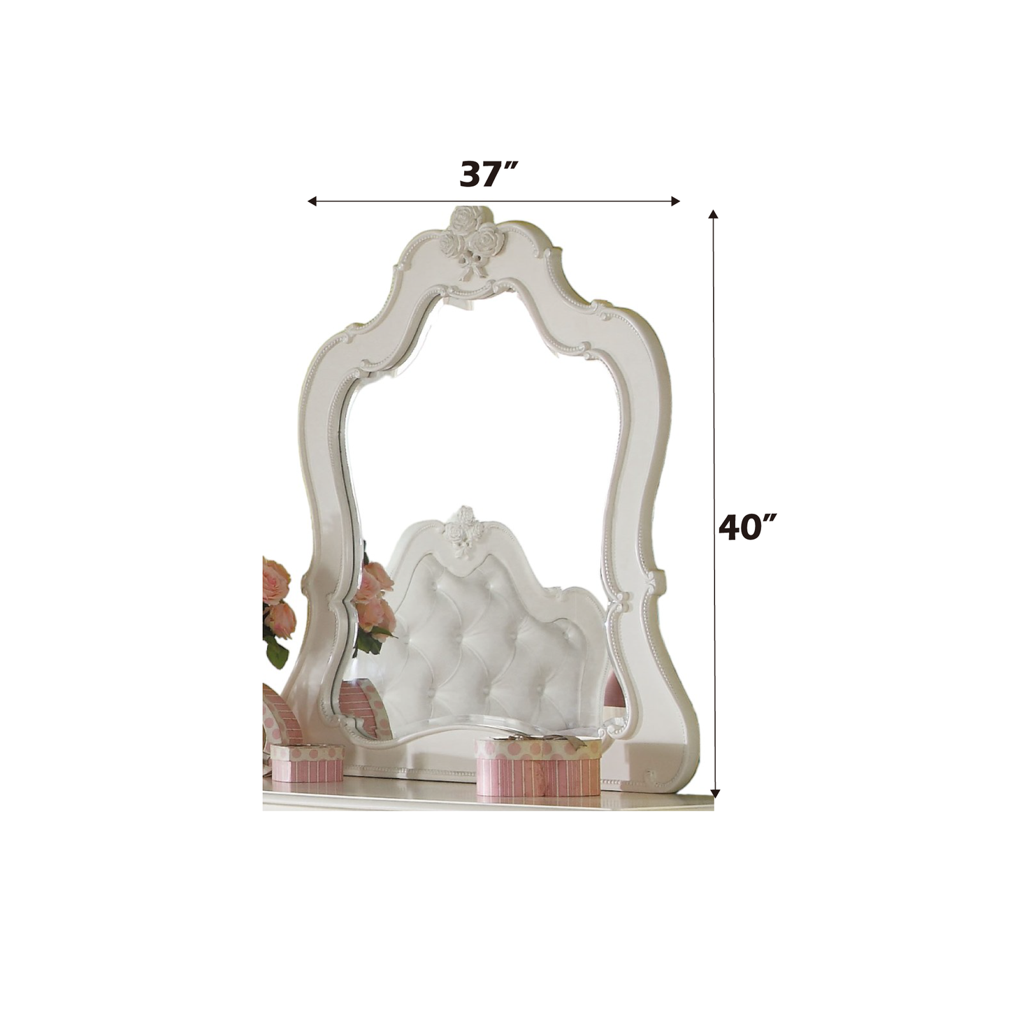 White Mirror with Beveled Edge - 27" Vanity Mirror