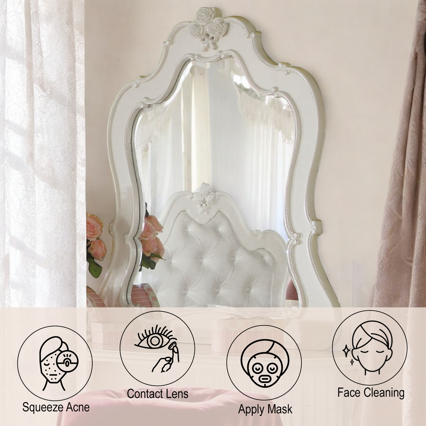 White Mirror with Beveled Edge - 27" Vanity Mirror