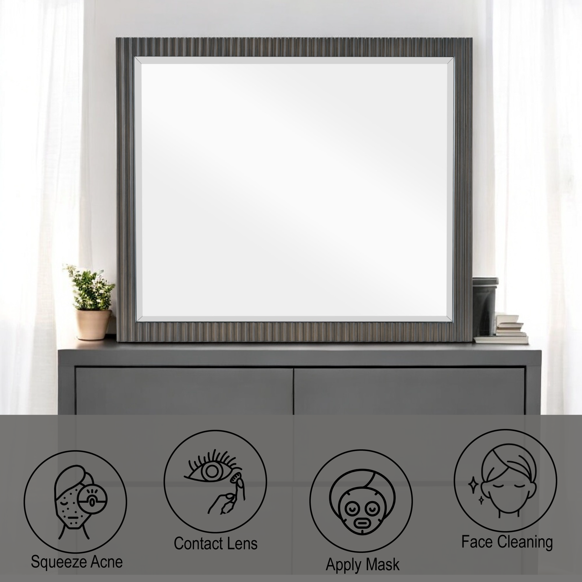 Espresso Mirror with Beveled Edge - 42" Vanity Mirror