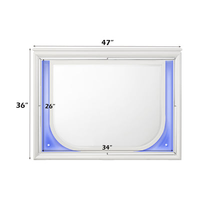 Modern White Vanity Mirror with LED Light for Bedroom Renovation