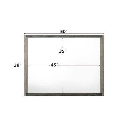 Gray Mirror Vanity with Synthetic Wood Finish for Bedroom