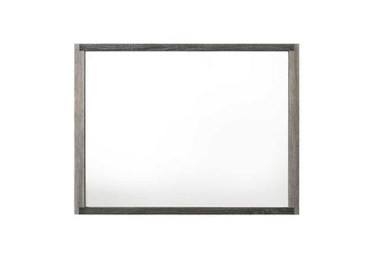 Gray Mirror Vanity with Synthetic Wood Finish for Bedroom