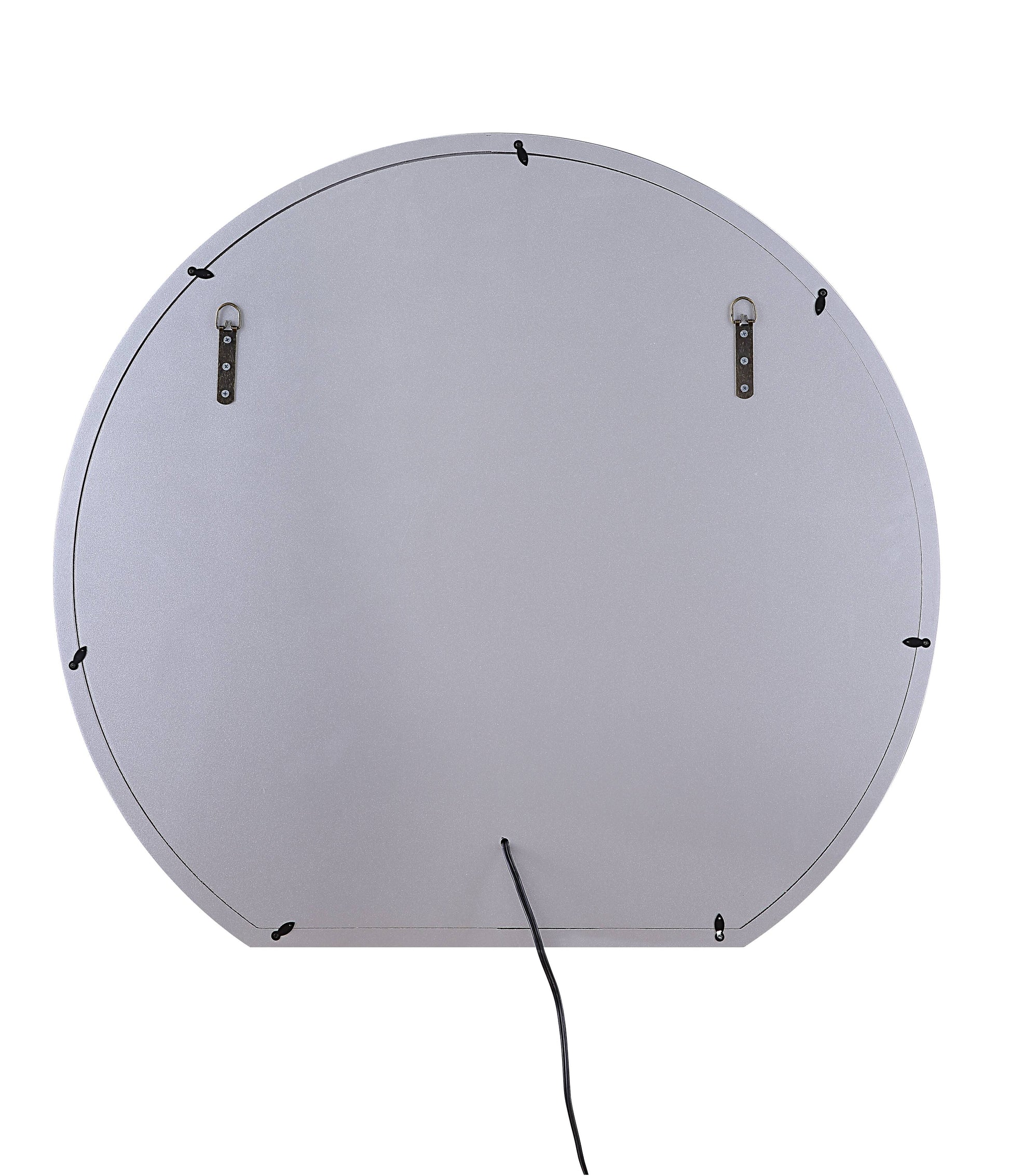 Silver Round Mirror with Lights - Accent Wall Decor