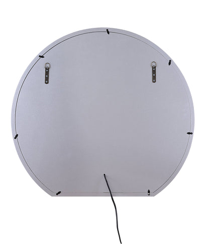 Silver Round Mirror with Lights - Accent Wall Decor