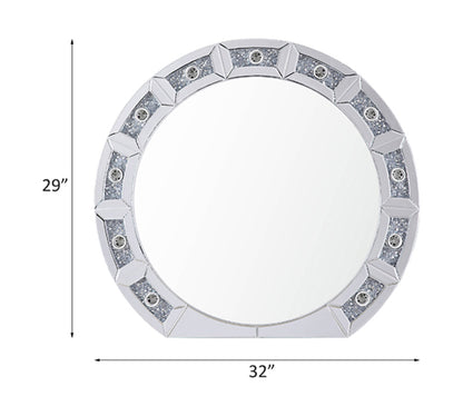 Silver Round Mirror with Lights - Accent Wall Decor