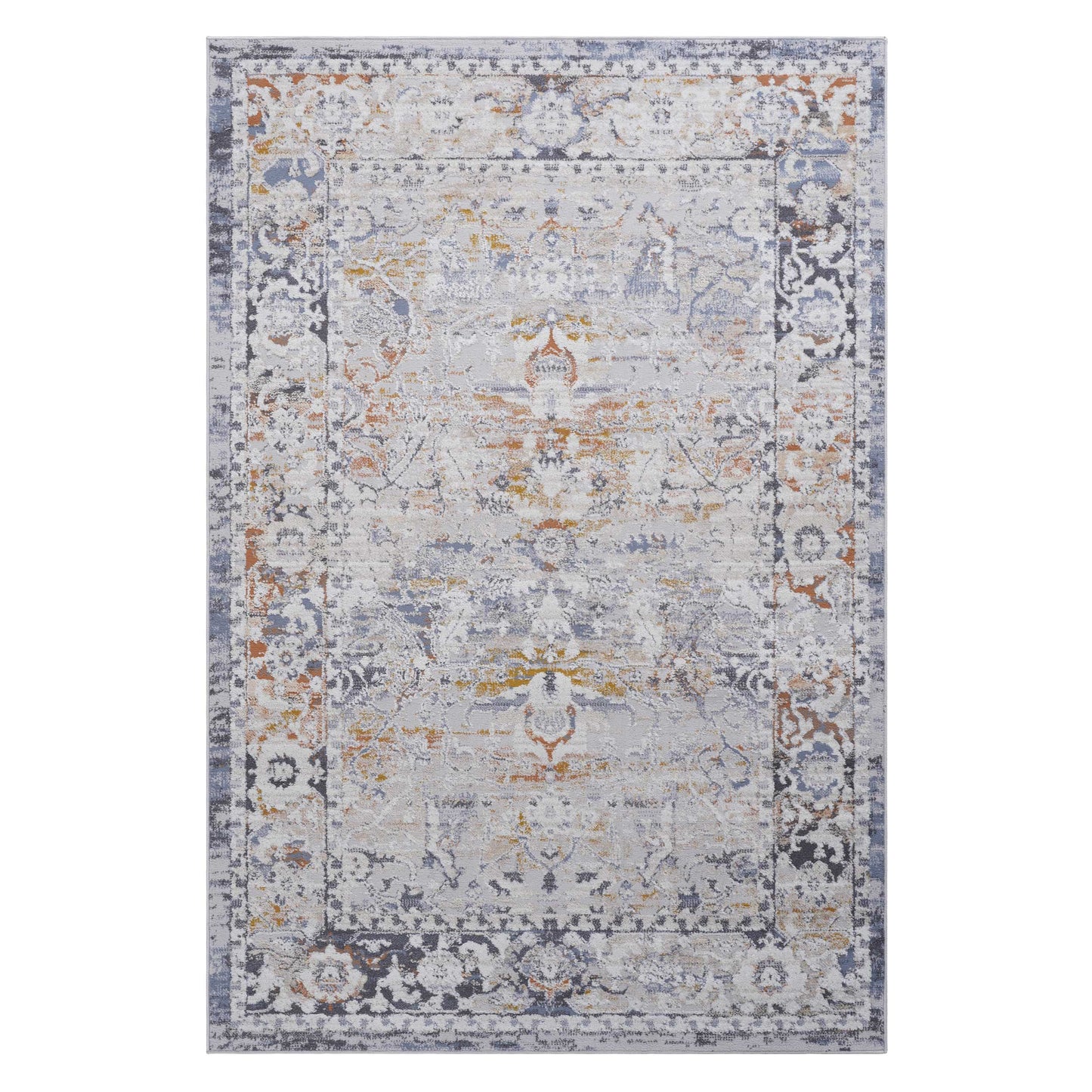 Ivory Grey Polyester Area Rug - 9x12 ft Living Room Rug