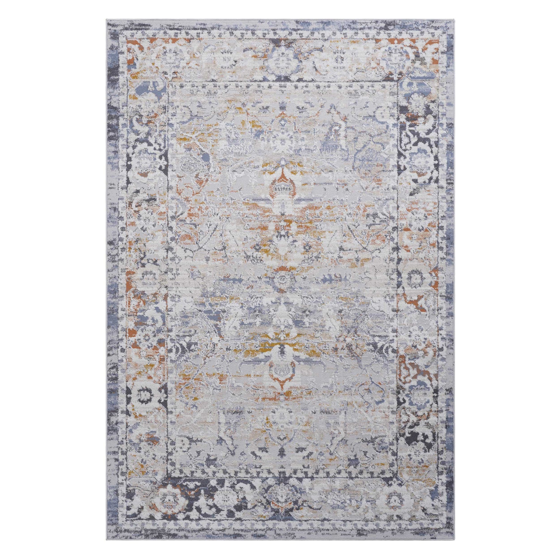 Ivory Grey Polyester Area Rug - 9x12 ft Living Room Rug