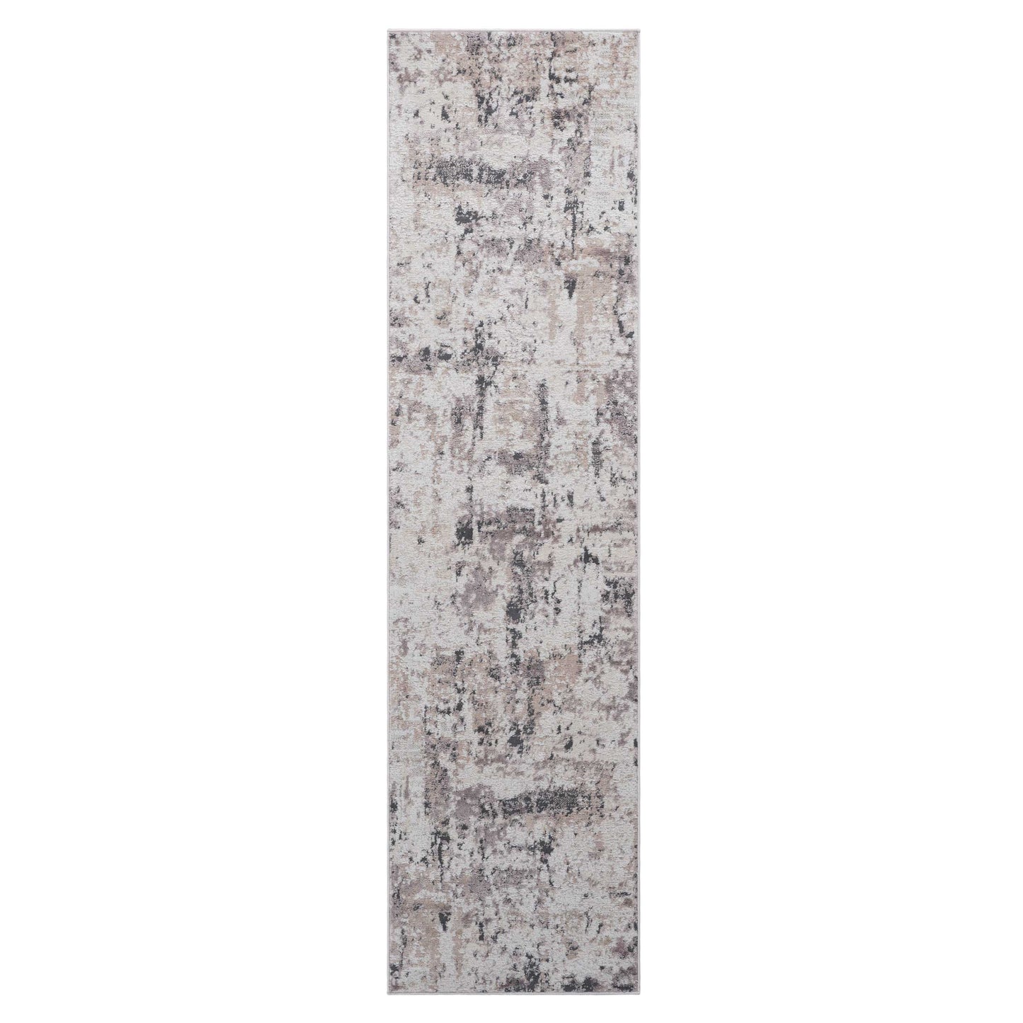 Cream Brown Polyester Area Rug - 96" x 26" Bedroom Rug
