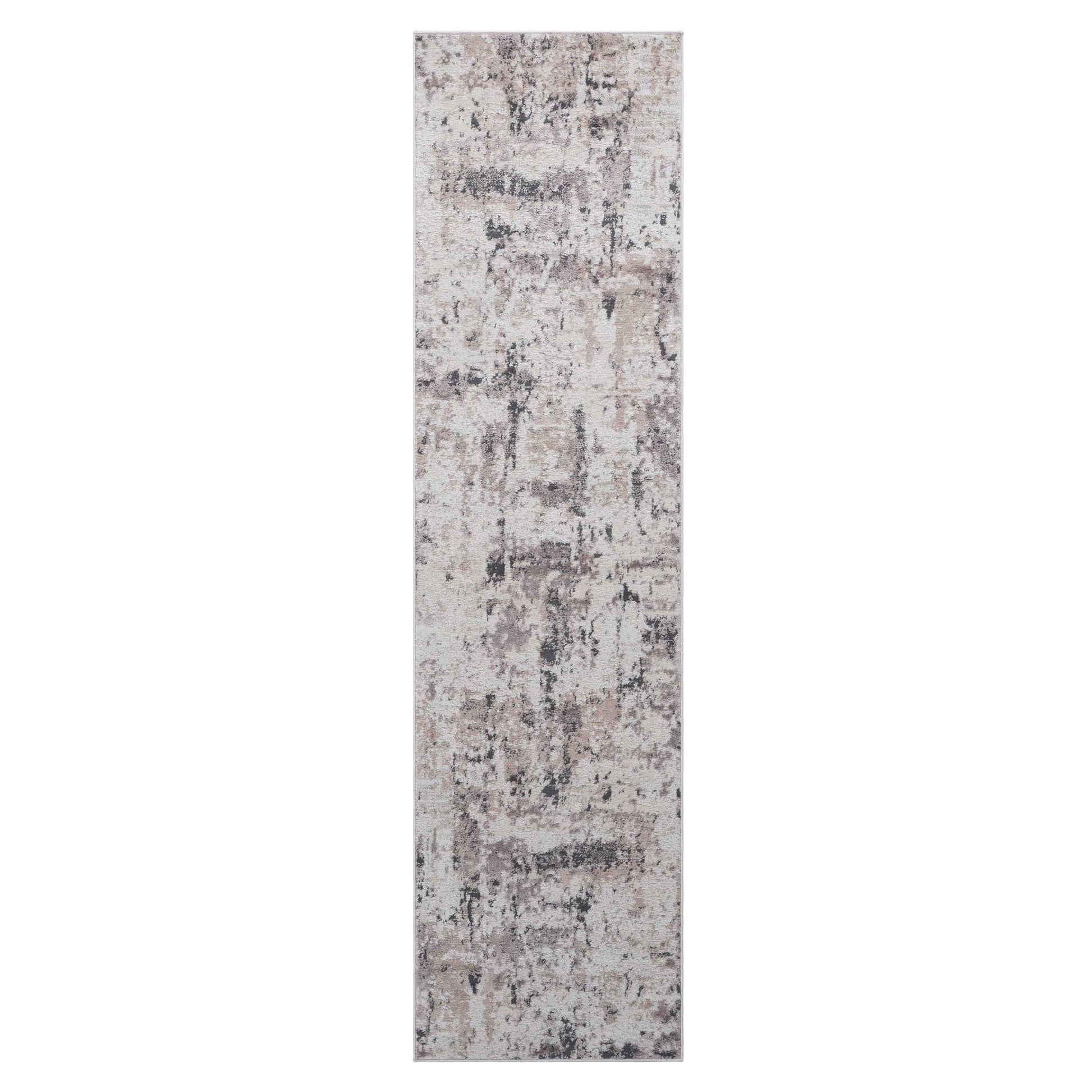 Cream Brown Polyester Area Rug - 96" x 26" Bedroom Rug