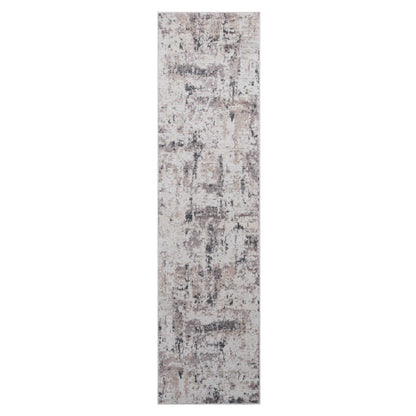 Cream Brown Polyester Area Rug - 96" x 26" Bedroom Rug