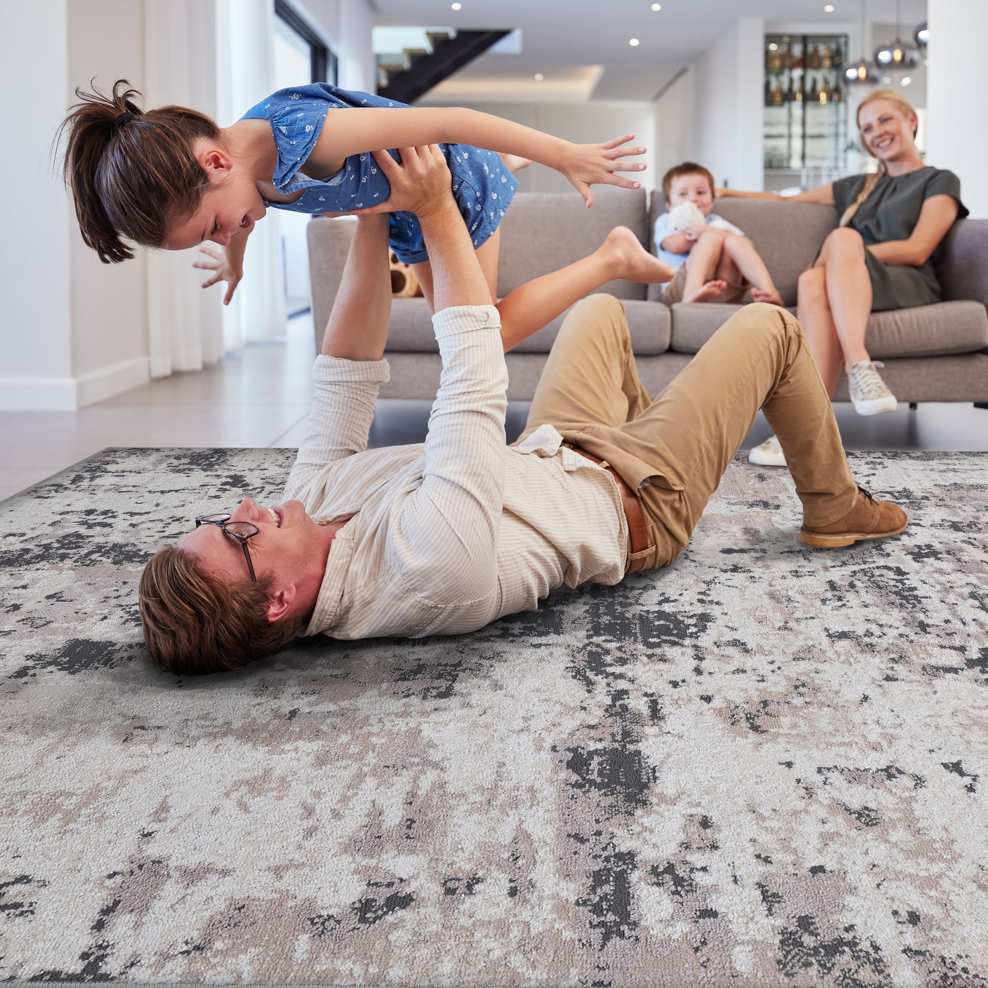 Cream Brown Polyester Area Rug - 96" x 26" Bedroom Rug