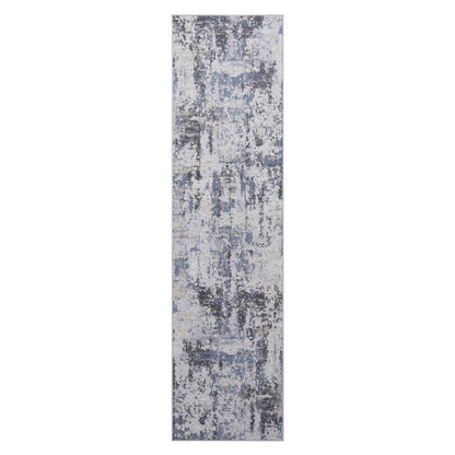 Grey Polyester Area Rug - 96" x 26" Stain Resistant Living Room Rug