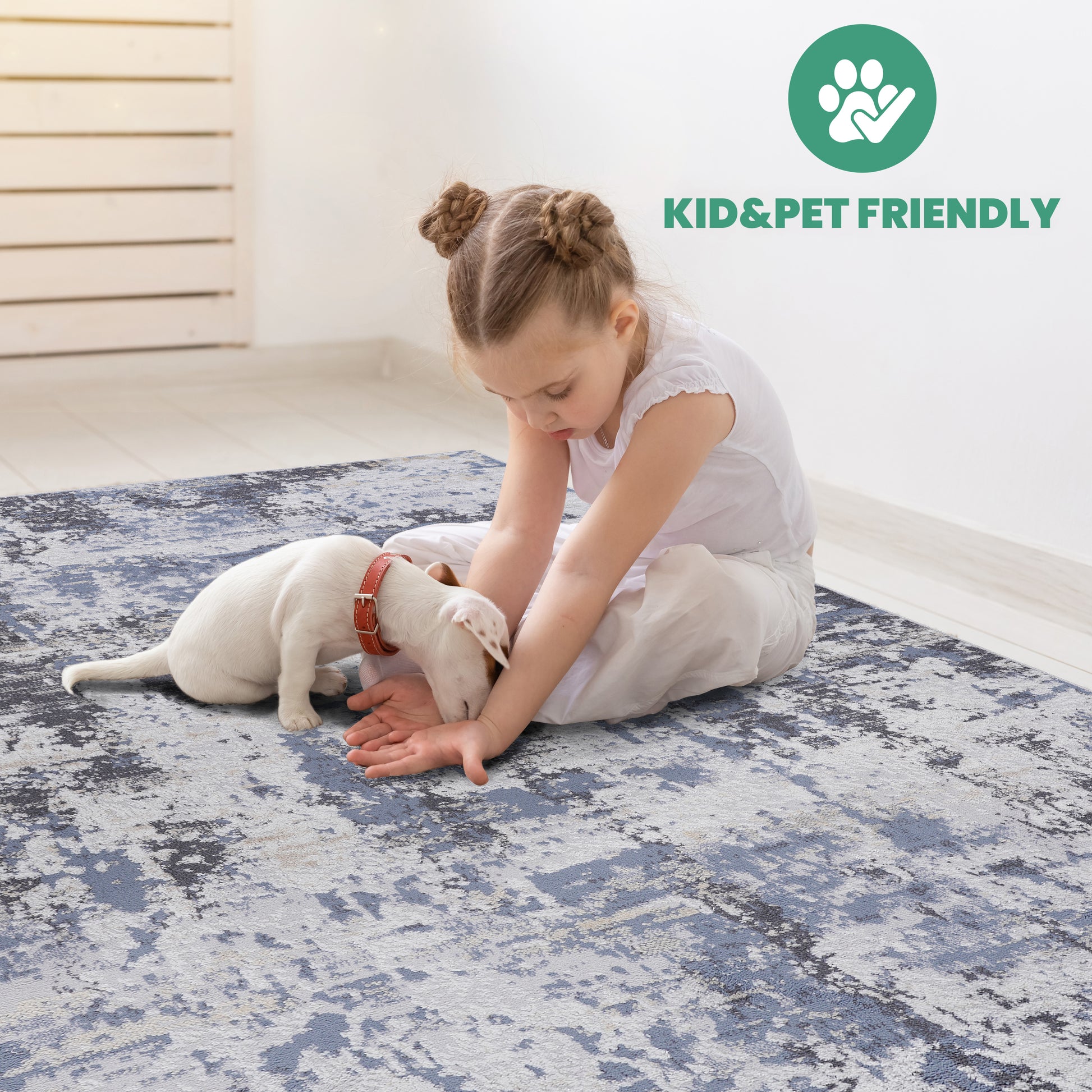 Grey Polyester Area Rug - 96" x 26" Stain Resistant Living Room Rug