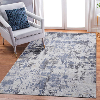 LOOM & LUXE Collection 6X9 Grey/Denim /Abstract Non-Shedding Living Room Bedroom Dining Home Office Stylish and Stain Resistant Area Rug