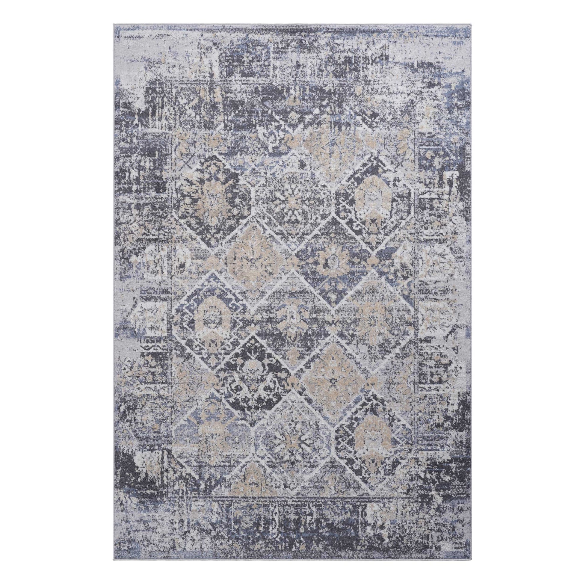 Grey Blue Polyester Area Rug 6x9 Modern Living Room Bedroom Rug