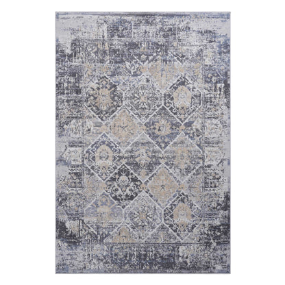 Grey Blue Polyester Area Rug 6x9 Modern Living Room Bedroom Rug