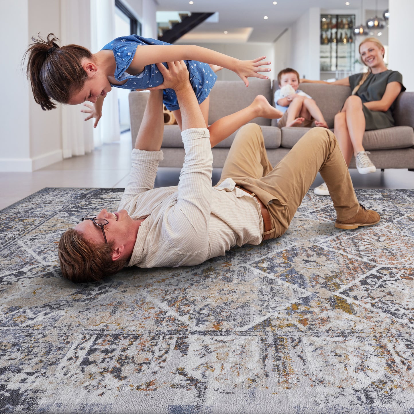 Multi-Colored 6x9 Area Rug - Polyester Stain Resistant