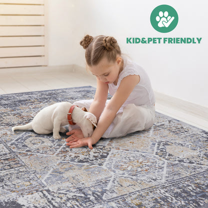 Multi-Colored 6x9 Area Rug - Polyester Stain Resistant